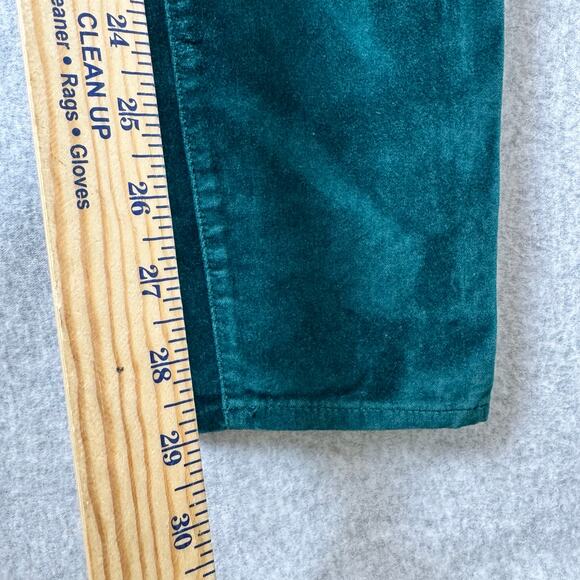 J Crew Toothpick Jeans Green Crushed Velvet Women’s 27 Tall Ankle Stretch Boho - Picture 9 of 12
